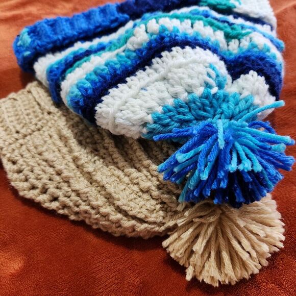 Handmade crochet hats Unisex 2pcs Warm Autumn Winter - Picture 5 of 6